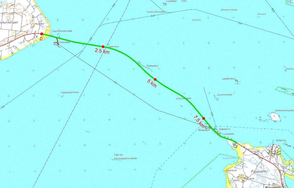 Suunnittelukarttaa ja -perusteita Rakennettavan tieyhteyden kokonaispituus 7,7 km Maapengertä 6,2 km Kaksi siltaa yhteensä 1,5 km Kiviainestarve noin yksi miljoonaa kuutiometriä Tien geometria sallii