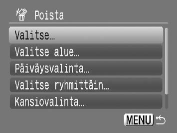 Kuvien määrittäminen yksitellen Valitse valintatapa. Paina op-painikkeita tai käännä Â-valintakiekkoa, valitse valintatapa ja paina m-painiketta.