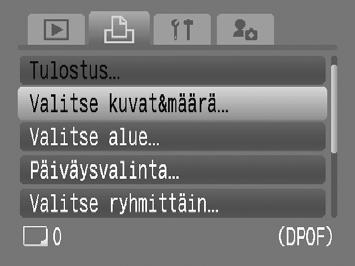 Tulostettavien kuvien valitseminen (DPOF) Joissakin tulostimissa tai valokuvausliikkeissä ei ehkä käytetä tulostusasetuksia.