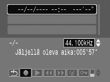 _ Pelkkien äänien nauhoittaminen (Äänen tallennin) Näytteenottotaajuus Äänen laadun muuttaminen. Paina op-painikkeita ja valitse äänen laatu. Äänitä.