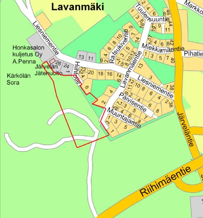 Lännessä alue rajoittuu käytöstä poistettuun maa-aineksen ottoalueeseen, joka on maisemoitu ja metsitetty pääosin männylle. 1.