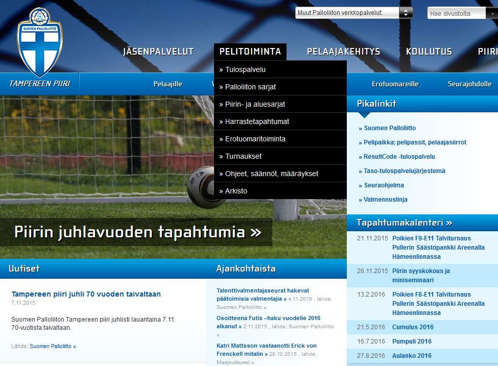Tuloksen ilmoittaminen (1/3) Tulosilmoitus tehdään KOTIJOUKKUEEN toimesta Palloliiton Tampereen