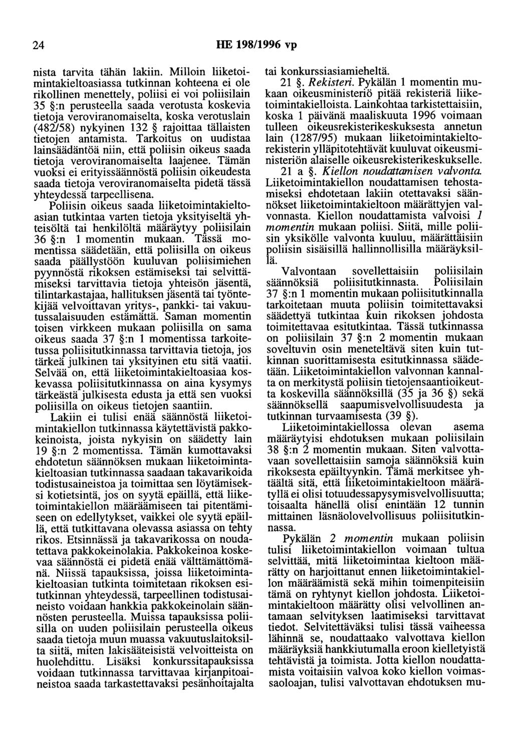 24 HE 198/1996 vp nista tarvita tähän lakiin.