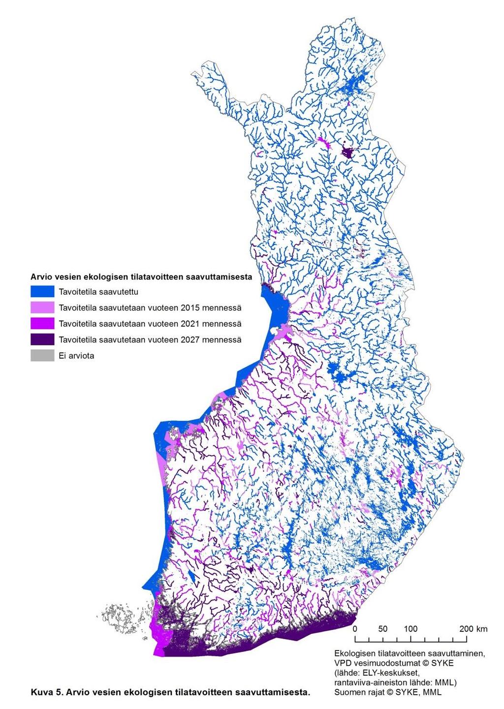 Tavoitteiden saavuttaminen Hyvä ekologinen tila voidaan vuoteen 2021 mennessä turvata tai saavuttaa noin 85 %