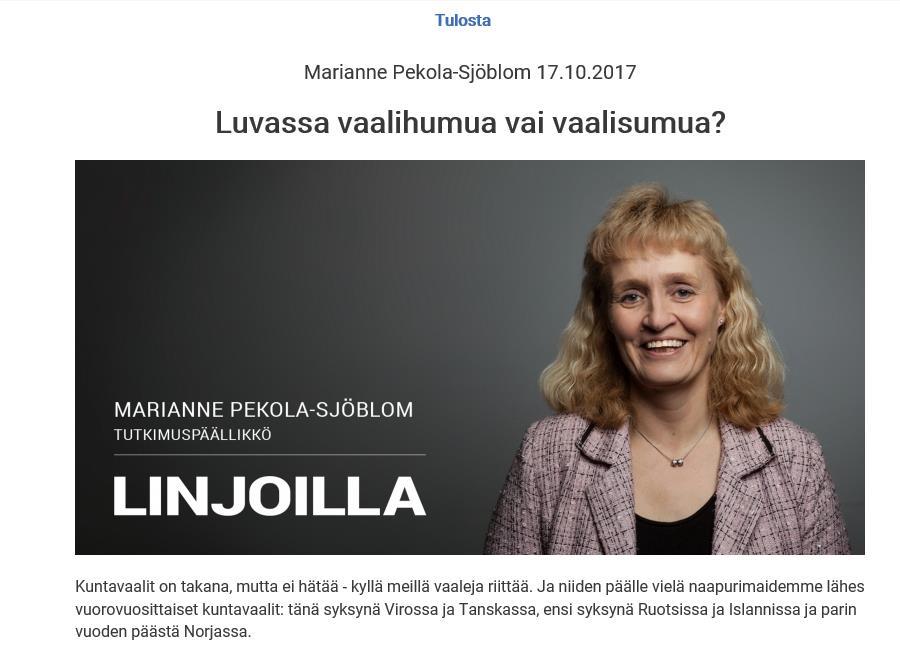 Vaaliaiheinen blogini 17.10.2017 Entä jos sittenkin niputetut vaalit?