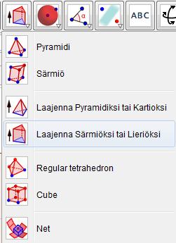 etsi 3D-työväline Laajenna särmiöksi tai lieriöksi ja