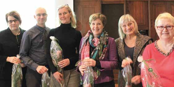 Hankkeen työryhmien edustajat päätösseminaarissa maaliskuussa 2016 vasemmalta oikealle: Pauliina Tamminen, Mika Palvanen, Iiris Salomaa, Elina Karvinen, Arja Karhuvaara ja Tiina Huusko.