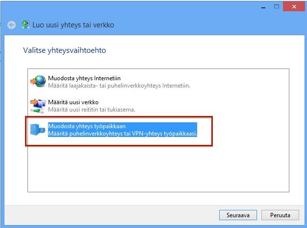 Windows 8/8.1: PPTP- asiakas 1.