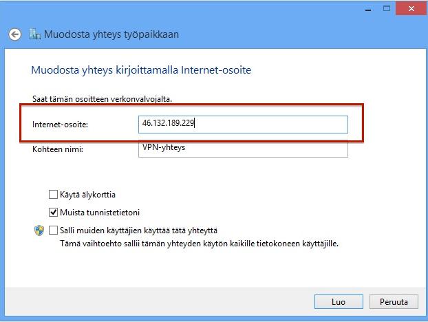 5. Syötä Internet- osoite, joka on TW- EAV510 PPTP- palvelimen saama julkinen