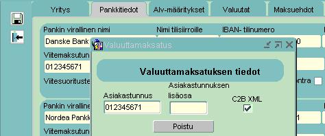 1 Johdanto Seuraavassa ohjeessa käydään läpi valuuttamaksujen teko Fivaldissa.Valuuttamaksuja käsitellään Visma Fivaldin Ostoreskontrassa ja Ostolaskujen kierrätyksessä.