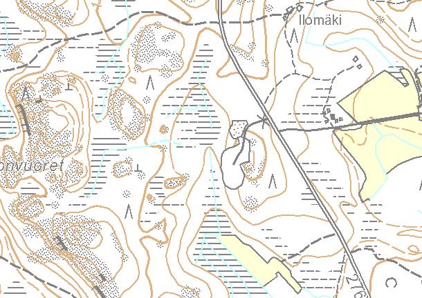 Merkinnät Suunnittelualueen raja Louhinta-alue Valuma-alueen raja 3 K0 vp,54 Maaperä Turve Moreeni Kalliopaljastuma vp vp Pohjaveden havaintoputki ja pohjavedenpinta 2.6.