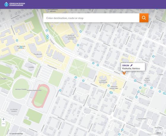 Digitransit -mobiilisovellus Joukkoliikenteen reittiehdotukset ja aikataulut