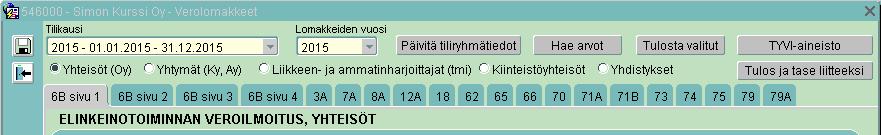 Luvut välilehti sisältää tiedot kirjanpidon ulkopuolisista luvuista.