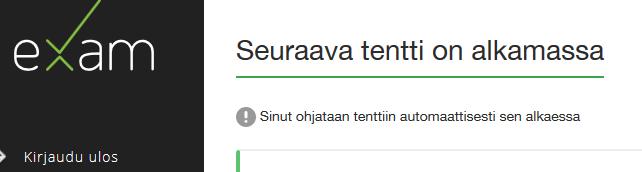 Tentin alettua, näet ensimmäisellä sivulla tentaattorin kirjoittamat ohjeet tenttiin. Jos ohjeita ei ole, näet heti ensimmäisen kysymyssivun eli ensimmäisen tentittävän aiheen (esim.