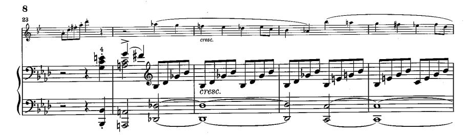 13 3.2 II osa: Allegro animato Toinen osa Allegro animato on yksinkertainen ja viihdyttävä. As-duurissa alkava osa tuo esiin klarinetille ominaisia piirteitä kuten ketteryyden ja notkeuden.