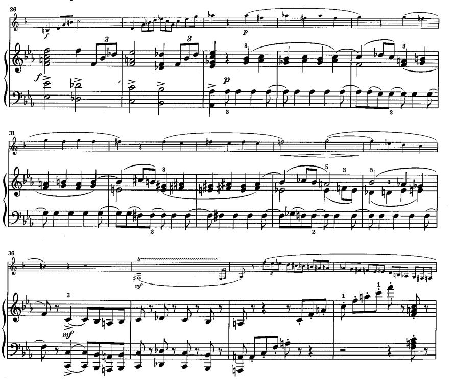 18 Kuva 16. Saint-Saëns: Sonaatti klarinetille ja pianolle. Molto allegro, tahdit 26-39.