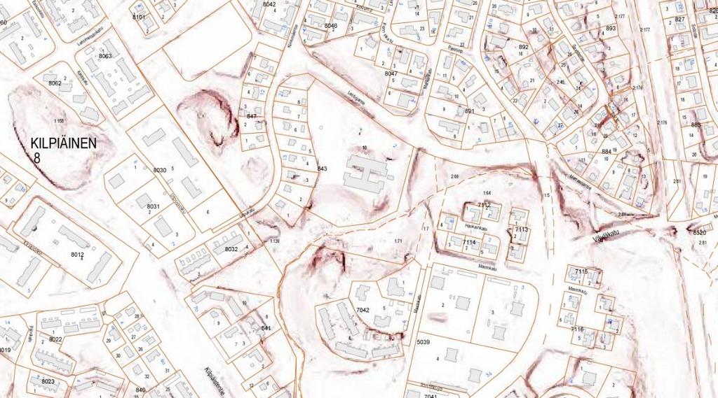 Topografia Kaava-alue on pohjoisosastaan loivasti kaakkoon viettävää rinnettä, etelässä ja kaakossa maasto putoaa voimakkaasti kohti