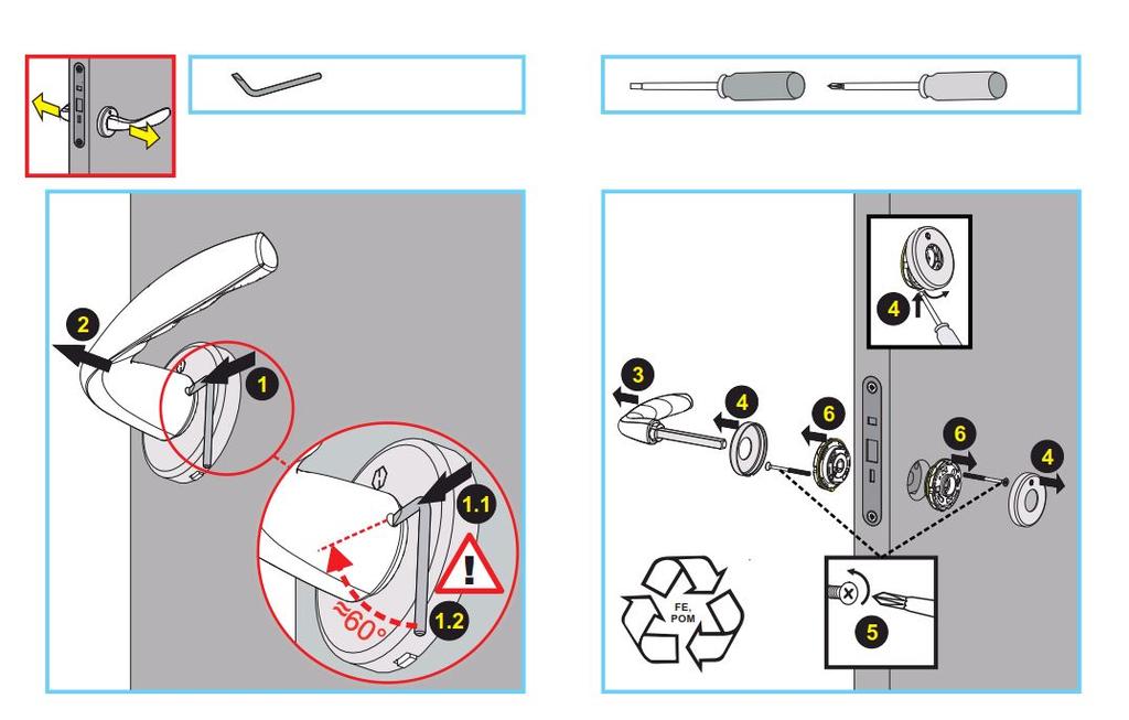 Sivu 4/9 Painikkeet Piklaksen painikkeet ovat pikakiinnityskaralliset HOPPEn Amsterdam, New York ja Trondheim. Ovessa on käyttölukkona Abloy LC102, sekä säätösaranat ja säädettävä lukon vastarauta.