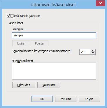 Hyödyllisiä vinkkejä 3 (1) Valitse [Tämä kansio jaetaan] -valintaruutu ja napsauta