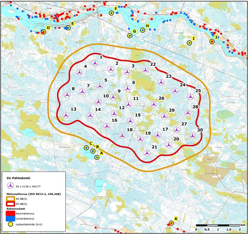 FCG SUUNNITTELU JA TEKNIIKKA OY Melu- ja varjostusmallinnukset 8 24) 31.5.2017 3 MELU- JA VARJOSTUSMALLINNUSTEN TULOKSET 3.