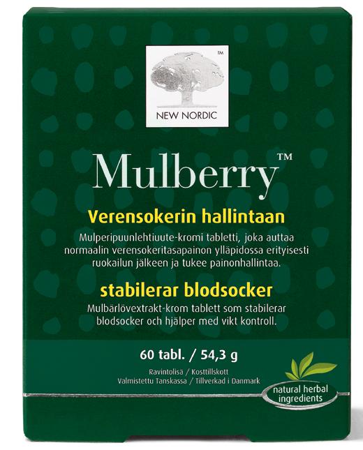 MULBERRY Auttaa ruokailun jälkeisen veren sokerin ylläpidossa ja tukee painon hallintaa vähentämällä