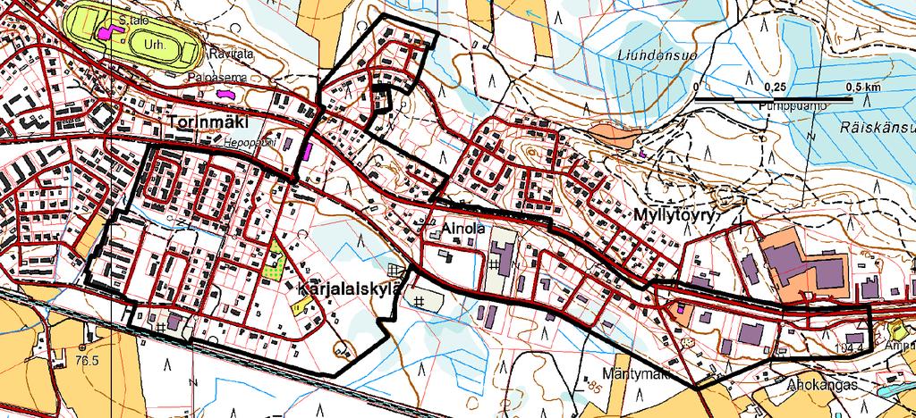 3.12 Luonnonympäristö ja pohjavesi 3.131 Luonnonympäristö Alue on pääosin rakennettua aluetta (kohdan 3.