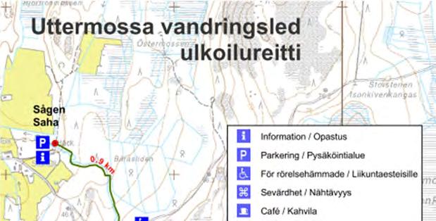 11 Kuva 2-13. Rannikon Metsäkeskuksen ja maanomistajien kanssa yhteistyössä toteuttama Uttermossan ulkoilureittikartta. 2.4.