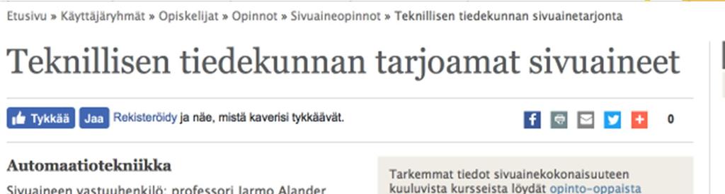 Sivuaineopinnot Sivuaineiden