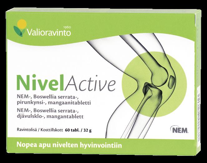 Notkeat nivelet nopeasti NIVELACTIVE NivelActiven patentoitu munamembraaniuute NEM (Natural Eggshell Membrane) sisältää luonnostaan runsaan ja