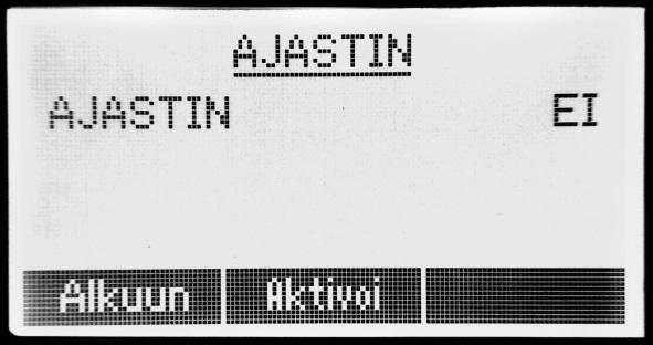 Ajastintoimintoa käytettäessä sana Ajastin näkyy vakionäkymän oikeassa yläkulmassa oikealla olevan grafiikan mukaan.