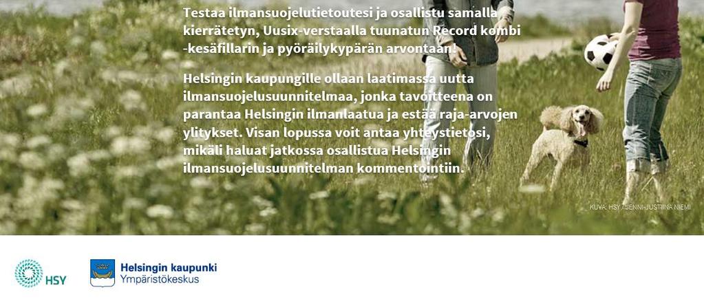 toiminnallasi voisit vaikuttaa ilmanlaadun paranemiseen Helsingissä?