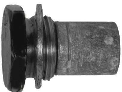 (uusi) ASENNUS Pituus 19 mm (3/4 in.) Läpimitta 16 mm (5/16 in.) 3. Hävitä tiivistealuslevy. 1. Asenna uusi tiivistealuslevy anodiasennelmaan (anoditulppa, jossa on suoja-anodi).