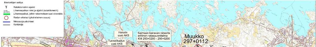 Yleiskartta, yksiraiteinen osuus, lehti 2 kilometriväli 252+000 305+050, pituus n. 43 km.