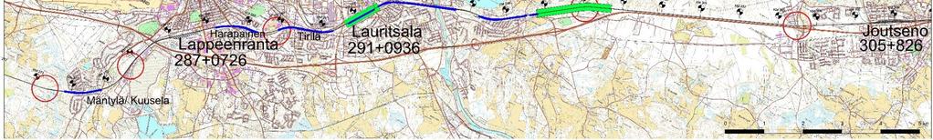 252+000 305+050 uusi sivuraide 1100 metrin junapituudelle Törölään.