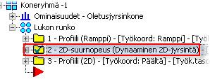 DYNAAMISEN JYRSINTÄRADAN PÄIVITTÄMINEN 57 3 Klikkaa Työkoordinaatisto-ryhmän Valitse työkoordinaatiston suunta -painiketta. Suunnan valinta -valintaikkuna avautuu.