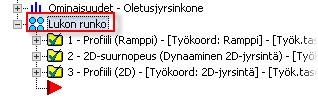 11 Piilota työstörata klikkaamalla uudelleen Valittujen operaatioiden näyttö päälle/pois. 12 Tallenna tiedosto.