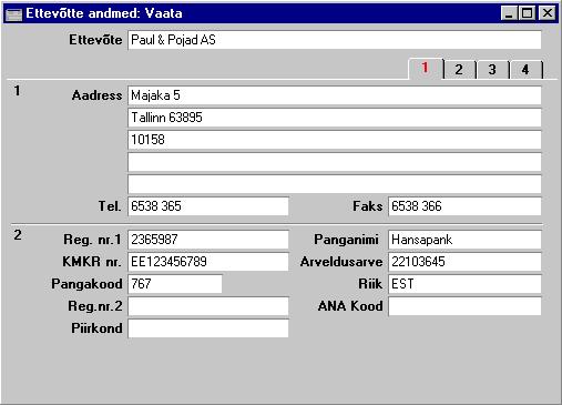 Osa 2 Panganimi Arveldusarve Sinu firma panga nimi. See trÿkitakse ka dokumentidele. Sinu firma arveldusarve number. See trÿkitakse ka dokumentidele. Pangakood Panga kood.