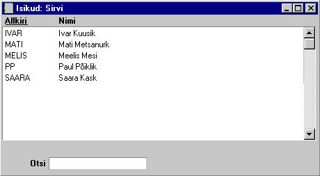 Isikute register Selles registris salvestatakse informatsioon Hansa kasutajate kohta. Isikute register on osa Hansa turvasÿsteemist: igale Isikule saad anda oma salas na programmi sisenemiseks.