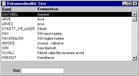 ldine moodul Ð Dokumendimallide register Dokumendimallide register Hansa Dokumendimallide registris saad kujundada programmis kasutatavad dokumendid. Mine ldisesse moodulisse ja vali ÔDok.