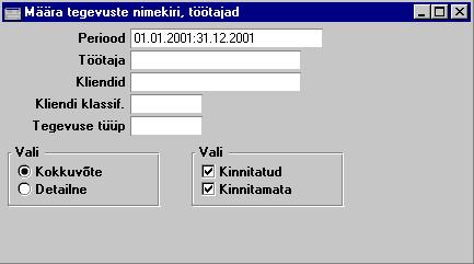 Kui aruanne on ekraanil avatud, saad selles kasutada Hansa drill-down funktsiooni. Topeltkl ps Kliendi koodil avab selle Kliendi kohta aruande ÔTegevused, kliendidõ.