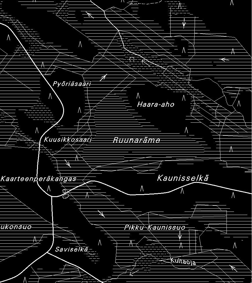 Hannu Pajunen lella ja viettää itä- ja pohjoisosassa pohjoiseen, muualla etelään Vedet laskevat vedenjakajan pohjoispuolelta Haaraojaan ja eteläpuolelta Kultaojaan ja niistä edelleen Kiiminkijokeen