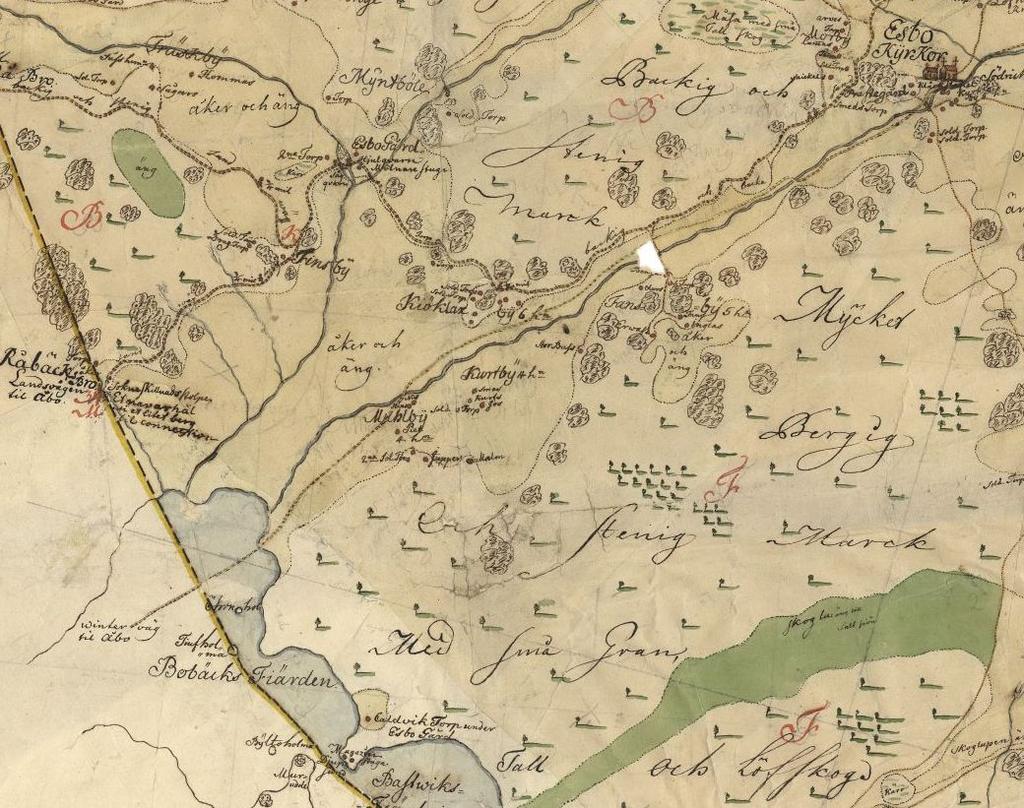 Mulby esiintyy ensimmäisen kerran kartalla v. 1750, Espoon pitäjänkartalla ja tarkemmin muutamaa vuotta myöhemmin kartalla vuodelta 1758.