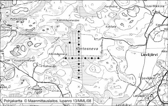 Kankaanpäässä tutkitut suot ja niiden turvevarat. Osa 3 11. Kortesneva Kortesneva (kl. 1144 06, x = 6858,9, y = 1558,0) sijaitsee noin 17 km Kankaanpään keskustasta länteen.