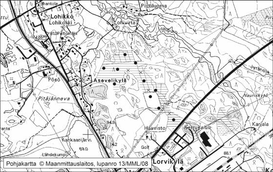 Kankaanpäässä tutkitut suot ja niiden turvevarat. Osa 3 13. Haavistonkeidas Haavistonkeidas (kl. 1144 12, x = 6858,7, y = 1572,5) sijaitsee noin 2 km Kankaanpään keskustasta pohjoiseen.