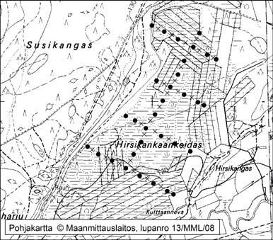 Tapio Toivonen ja Onerva Valo 33. Hirsikankaankeidas Hirsikankaankeidas (kl. 1233 11, x = 6871,1, y = 1578,1) sijaitsee noin 21 km Kankaanpään keskustasta koilliseen.