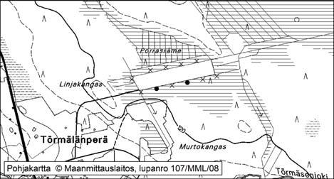 Tapio Toivonen ja Teuvo Herranen 10. Porrasräme Porrasräme (kl. 3413 06, x = 7123,3, y = 3476,7) sijaitsee Pyhännän Törmälänperällä noin 17 km keskustasta koilliseen.