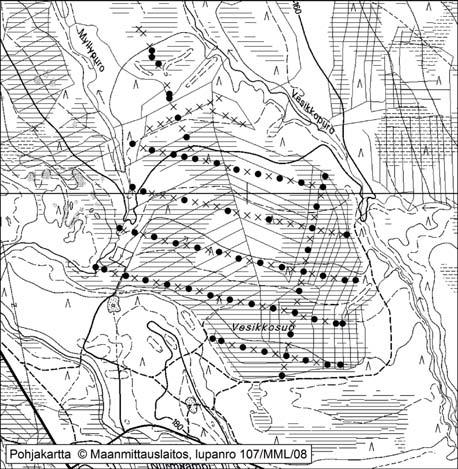 Pyhännällä tutkitut suot ja niiden turvevarat, Osa 1 49. Vesikkosuo Vesikkosuo (kl. 3413 07, x = 7109,5, y = 3484,2) sijaitsee noin 18 km Pyhännän keskustasta itään Juutisen kylän koillispuolella.