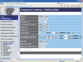 3.10 Projektorin hallinta 3. Verkonhallinta Alla olevassa taulukossa esitetyt kohdat voidaan suorittaa käyttämällä Projektorin hallinta -valikkoa. Valitse kohde hiirellä.