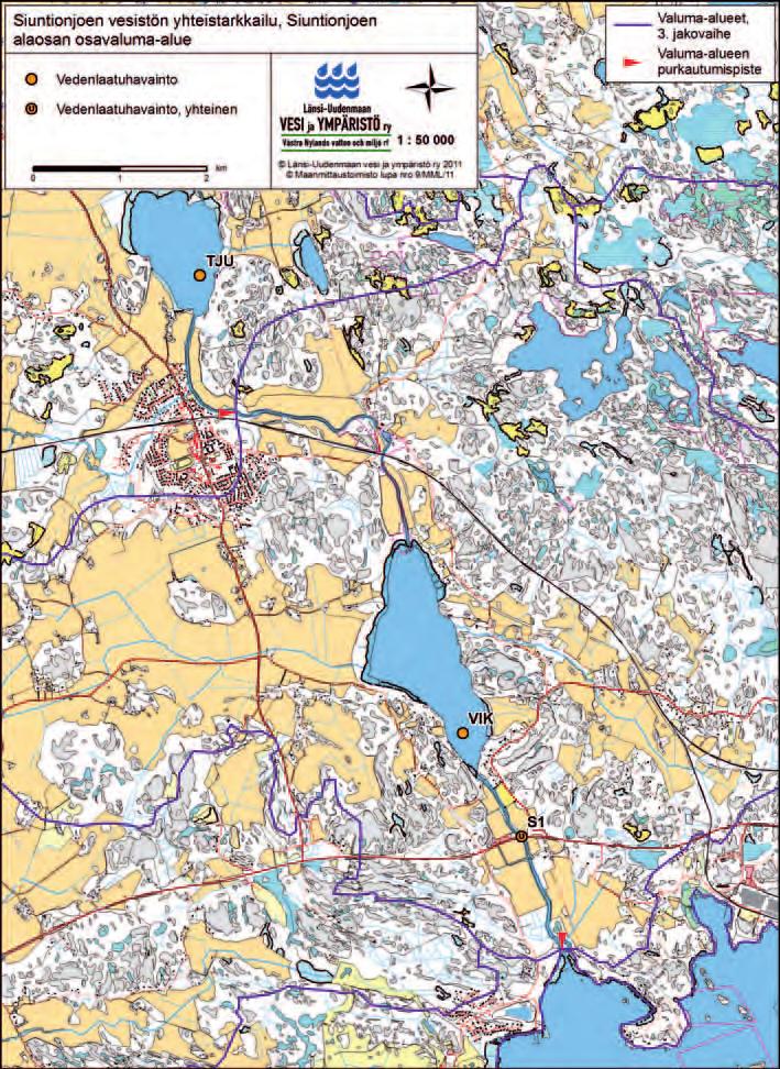 Kartat Siuntionjoen yhteistarkkailualueesta Liite 1.
