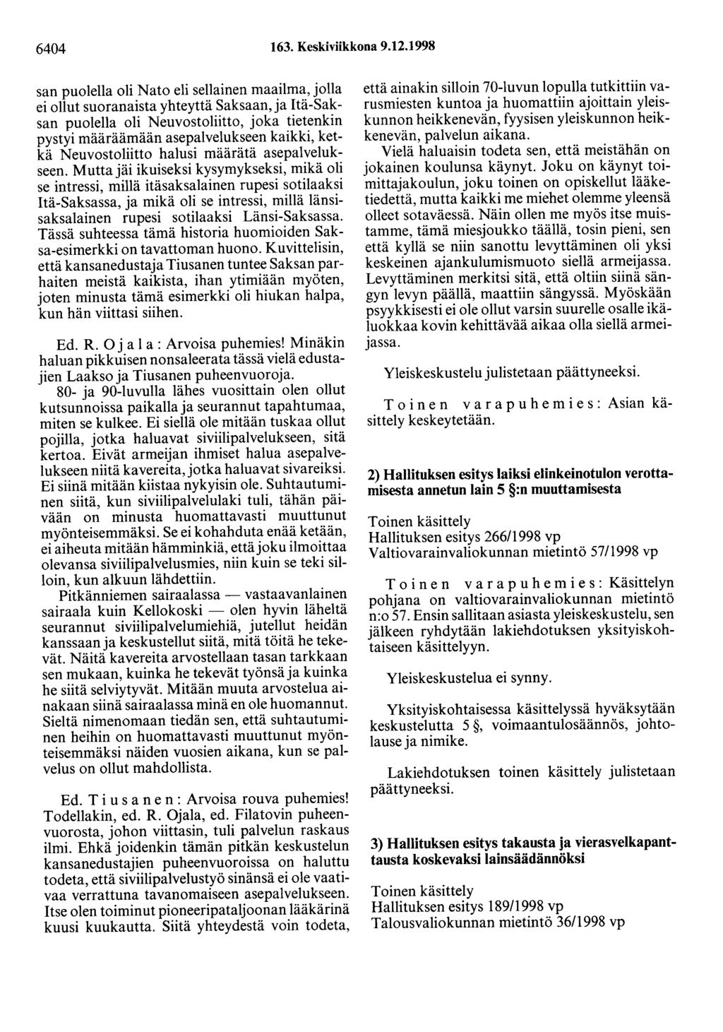 6404 163. Keskiviikkona 9.12.